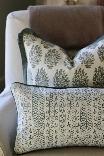 Laurie in Privet Navy Pillow Covers | Blue Trim