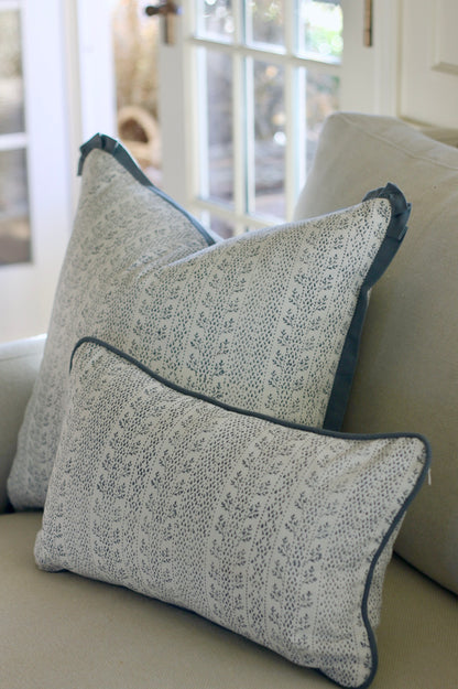 Laurie in Privet Navy Pillow Covers | Blue Trim