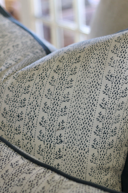 Laurie in Privet Navy Pillow Covers | Blue Trim