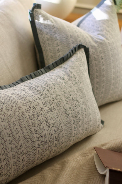 Laurie in Privet Navy Pillow Covers | Blue Trim