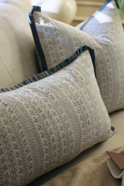 Laurie in Privet Navy Pillow Covers | Blue Trim