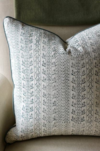 Laurie in Privet Navy Pillow Covers | Blue Trim