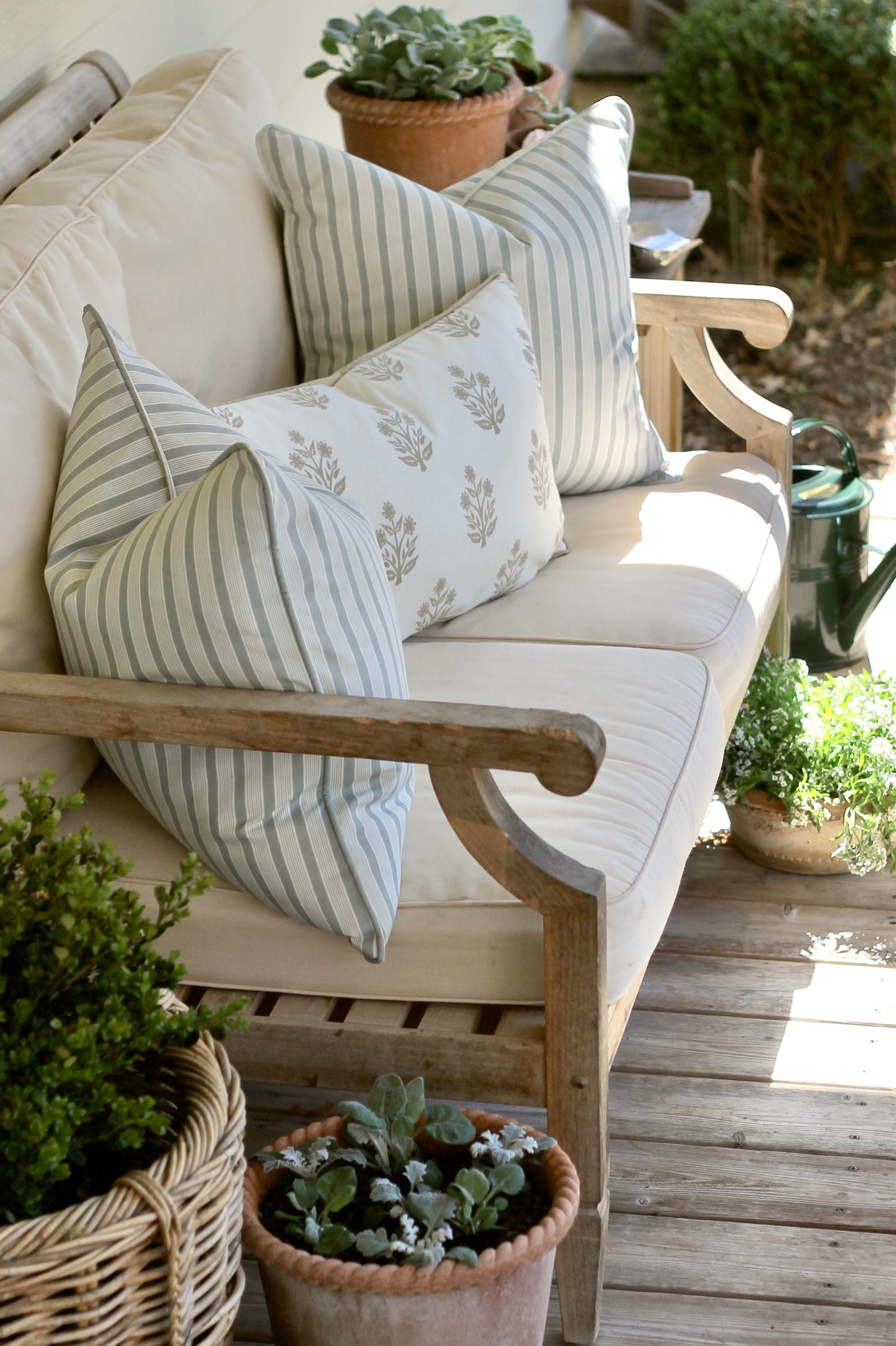 Outdoor JSH Stripe Pillow Covers in English Blue | 2 Sizes