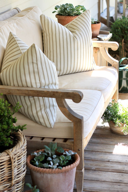 Outdoor JSH Stripe Pillow Covers in Wheat | 3 Sizes