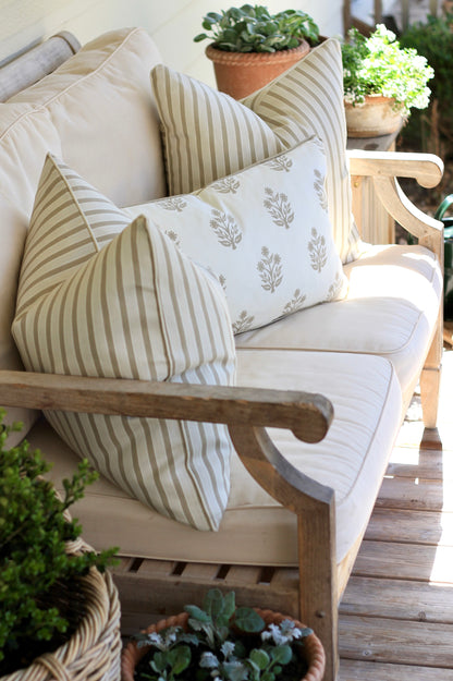 Outdoor JSH Stripe Pillow Covers in Wheat | 3 Sizes