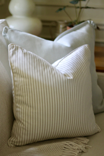 Ticking Stripe Pillow Covers with Piping