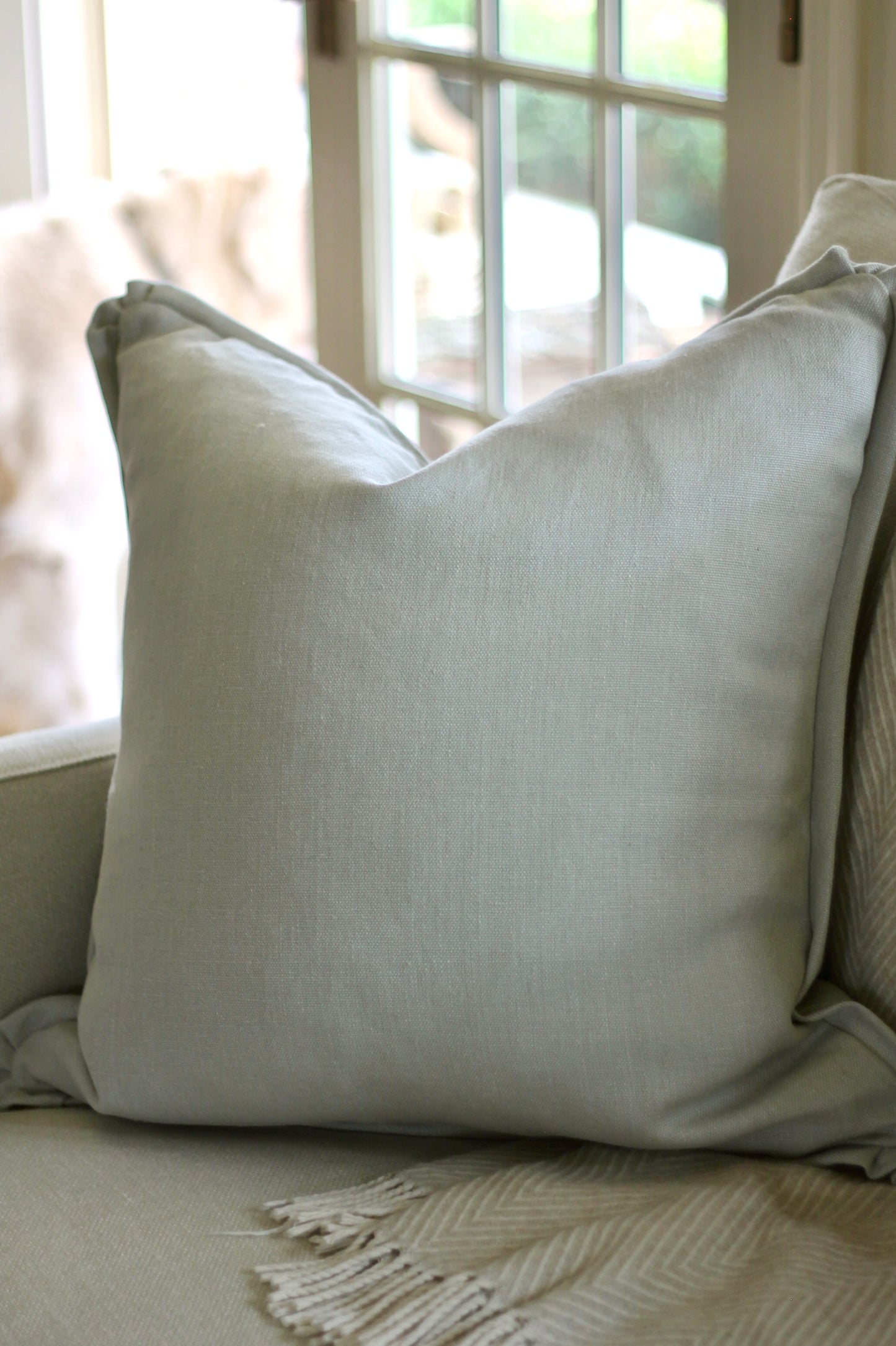 Solid Linen Pillow Covers in Serenity