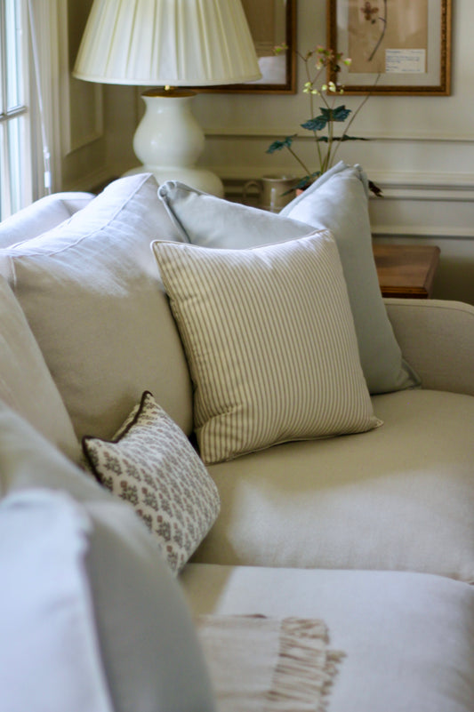 Ticking Stripe Pillow Covers with Piping