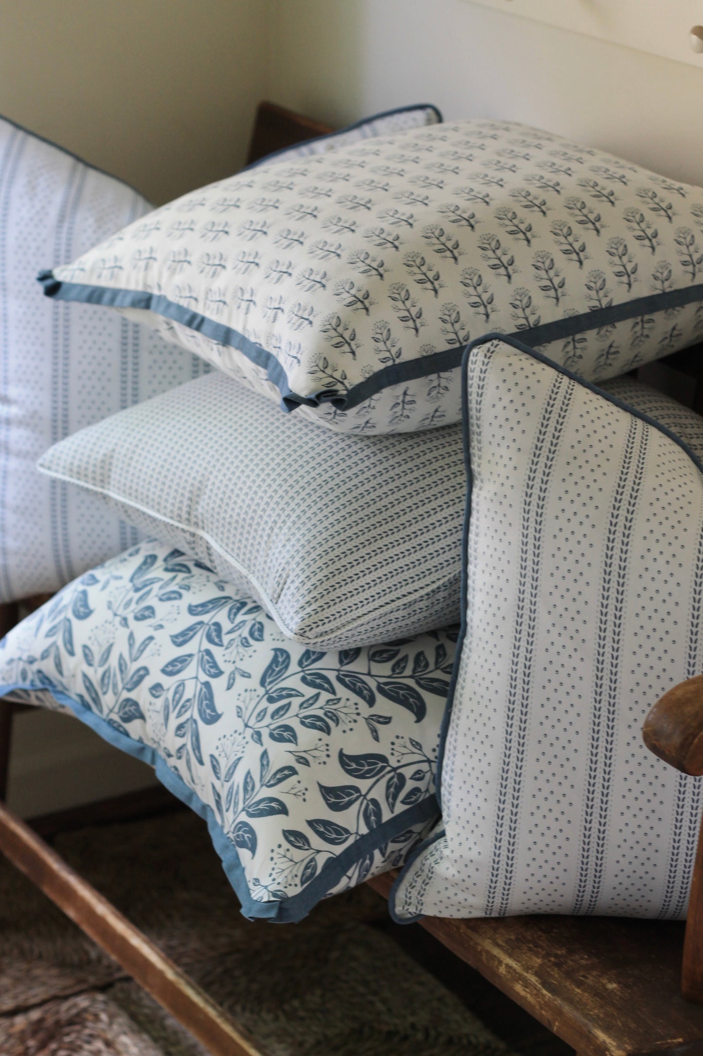 Privet Sprig Pillow Covers in Navy | 3 sizes