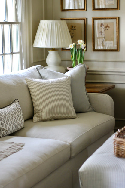 Ticking Stripe Pillow Covers with Piping