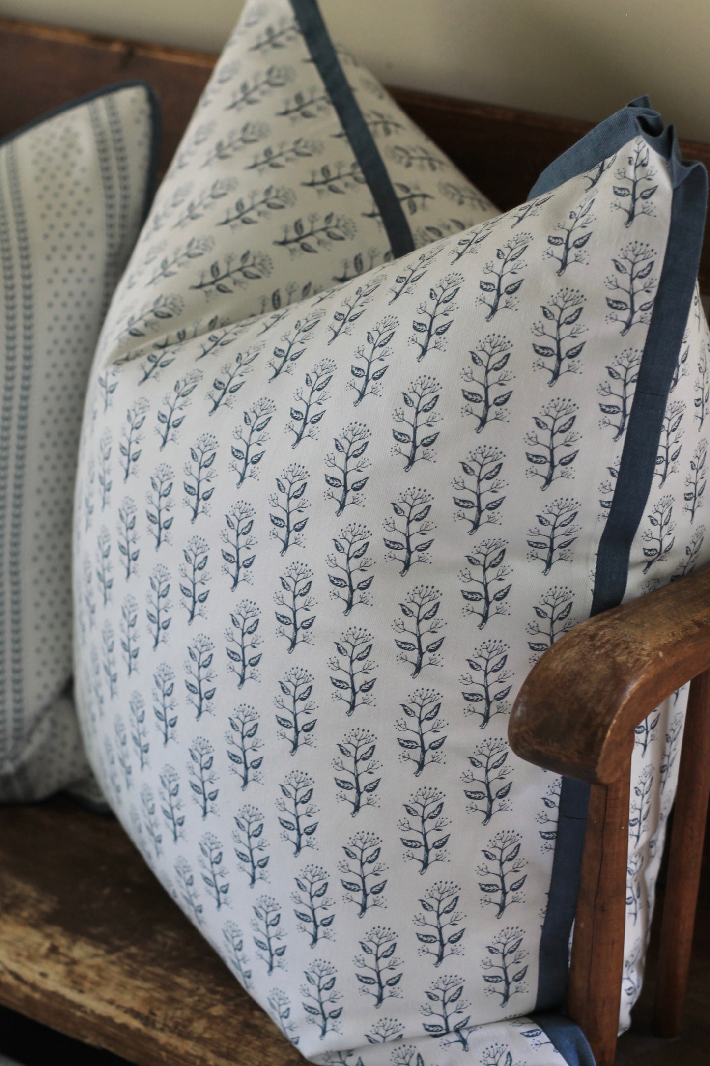 Privet Sprig Pillow Covers in Navy | 3 sizes