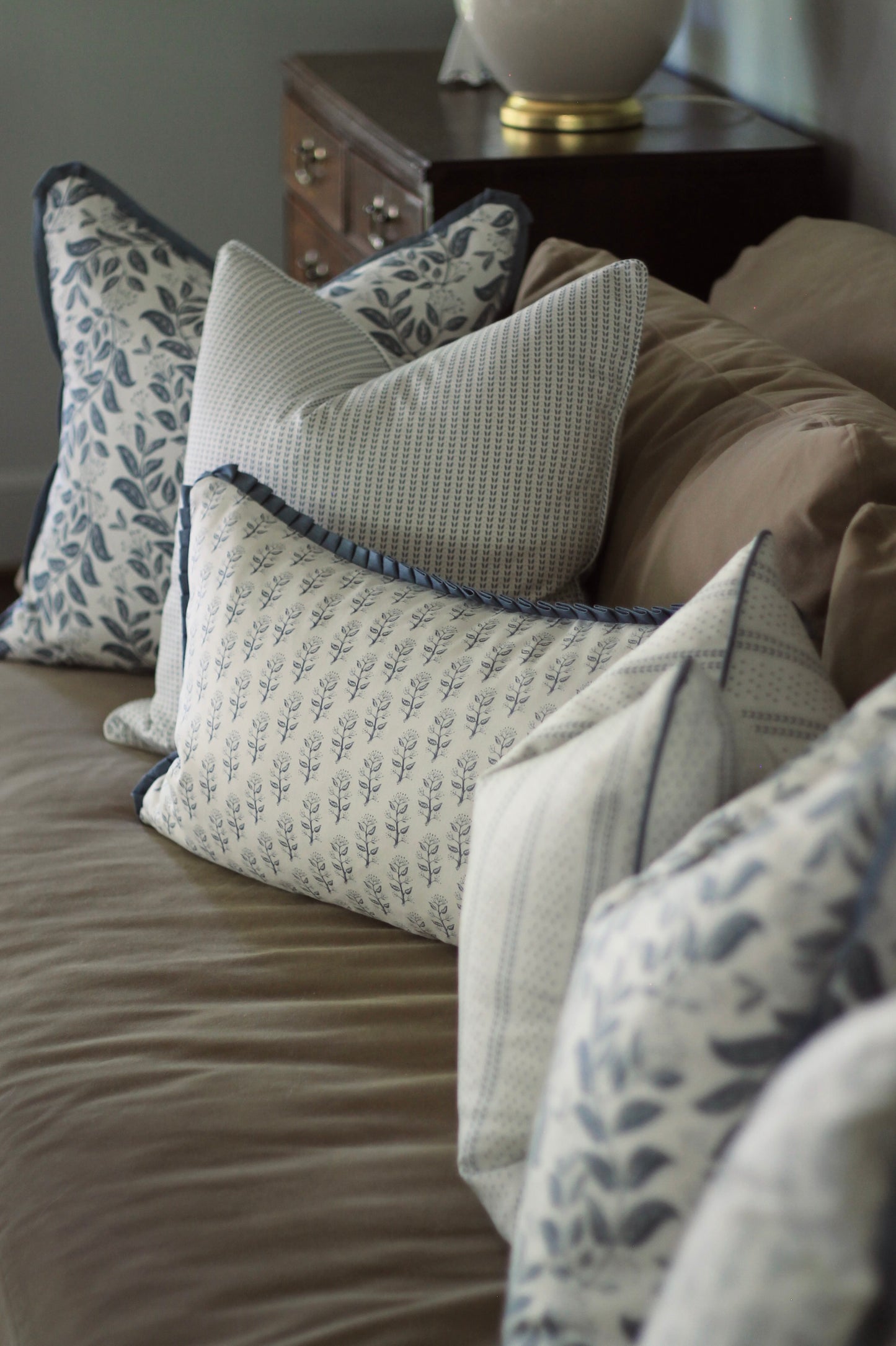 Privet Sprig Pillow Covers in Navy | 3 sizes