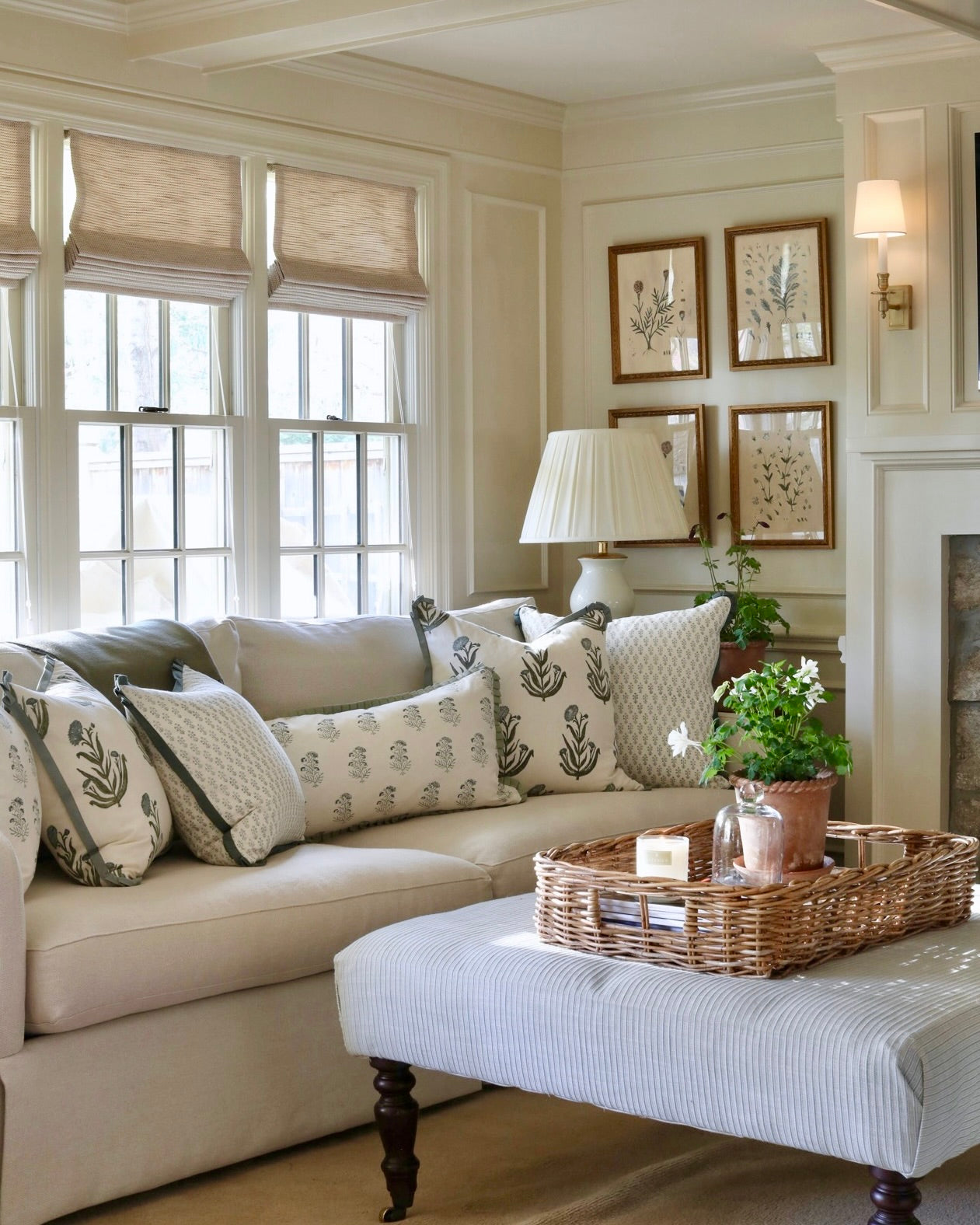 Emma in Deep Green Pillow Covers | Green Trim