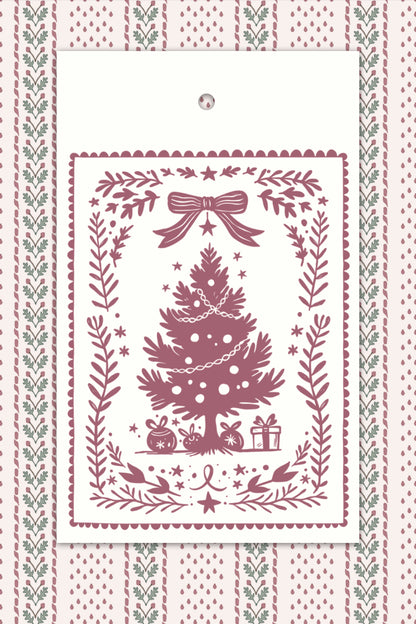 Woodblock Print Tree Tags