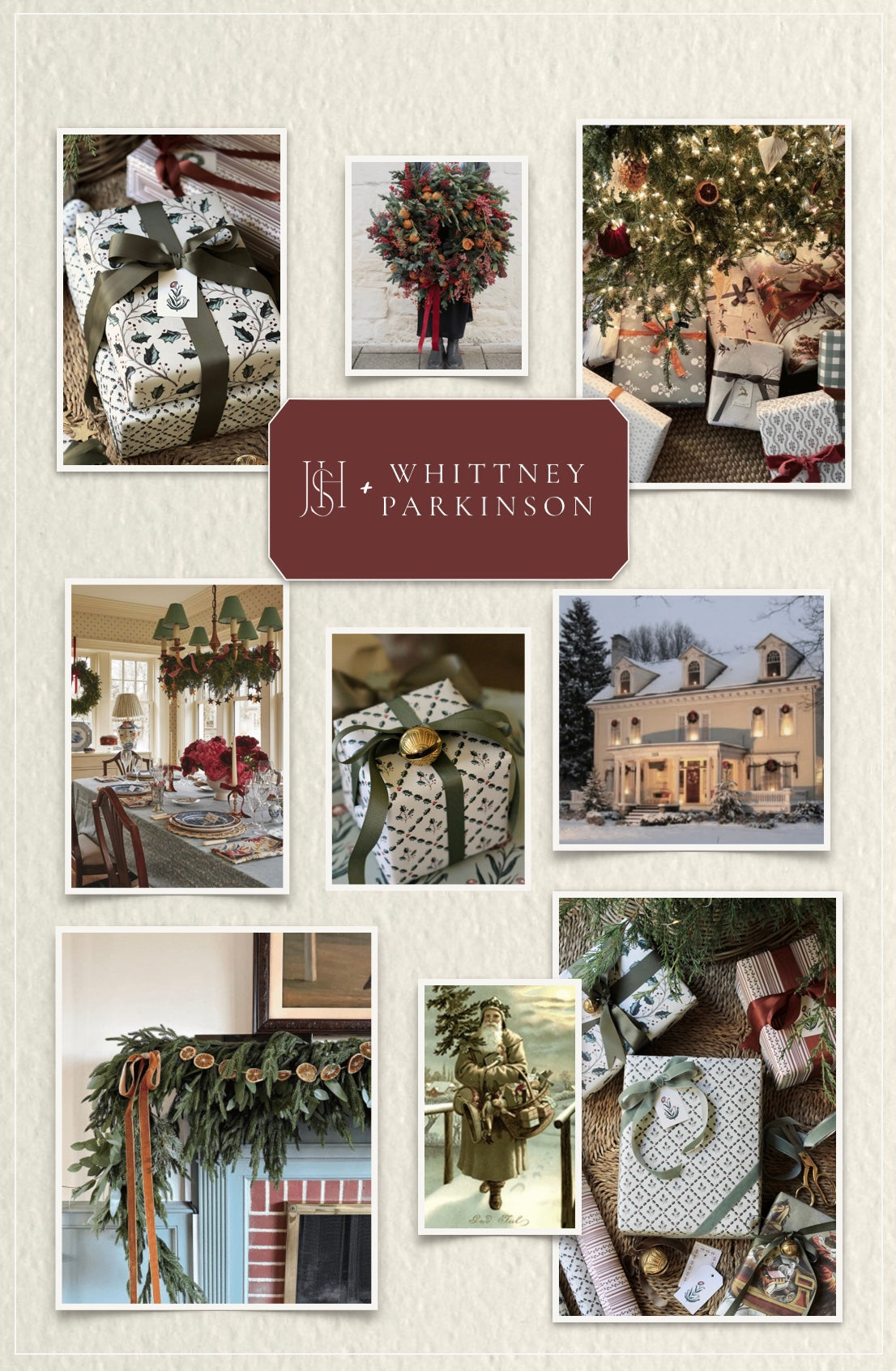 JSH + Whittney Parkinson Holly Trellis Wrapping Papers - 4 sheets