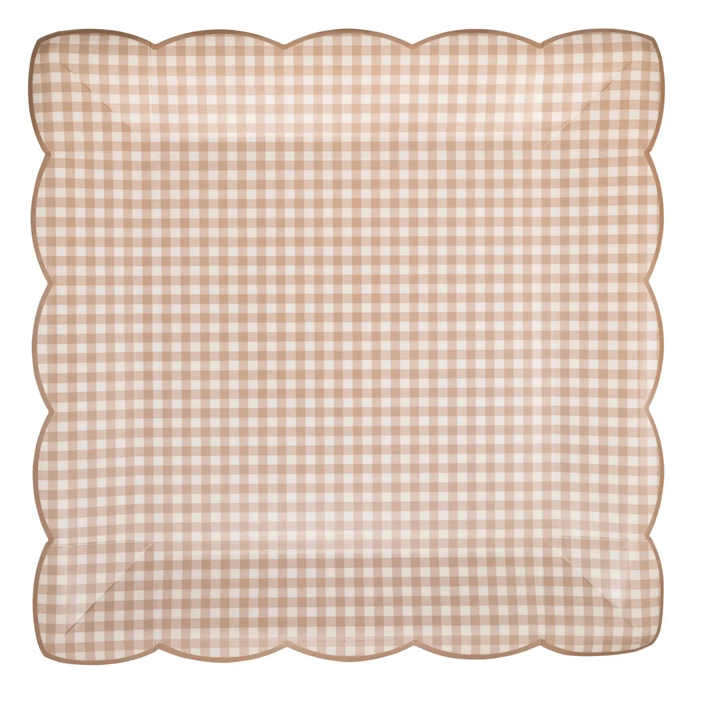 Light Brown Gingham Paper Plates