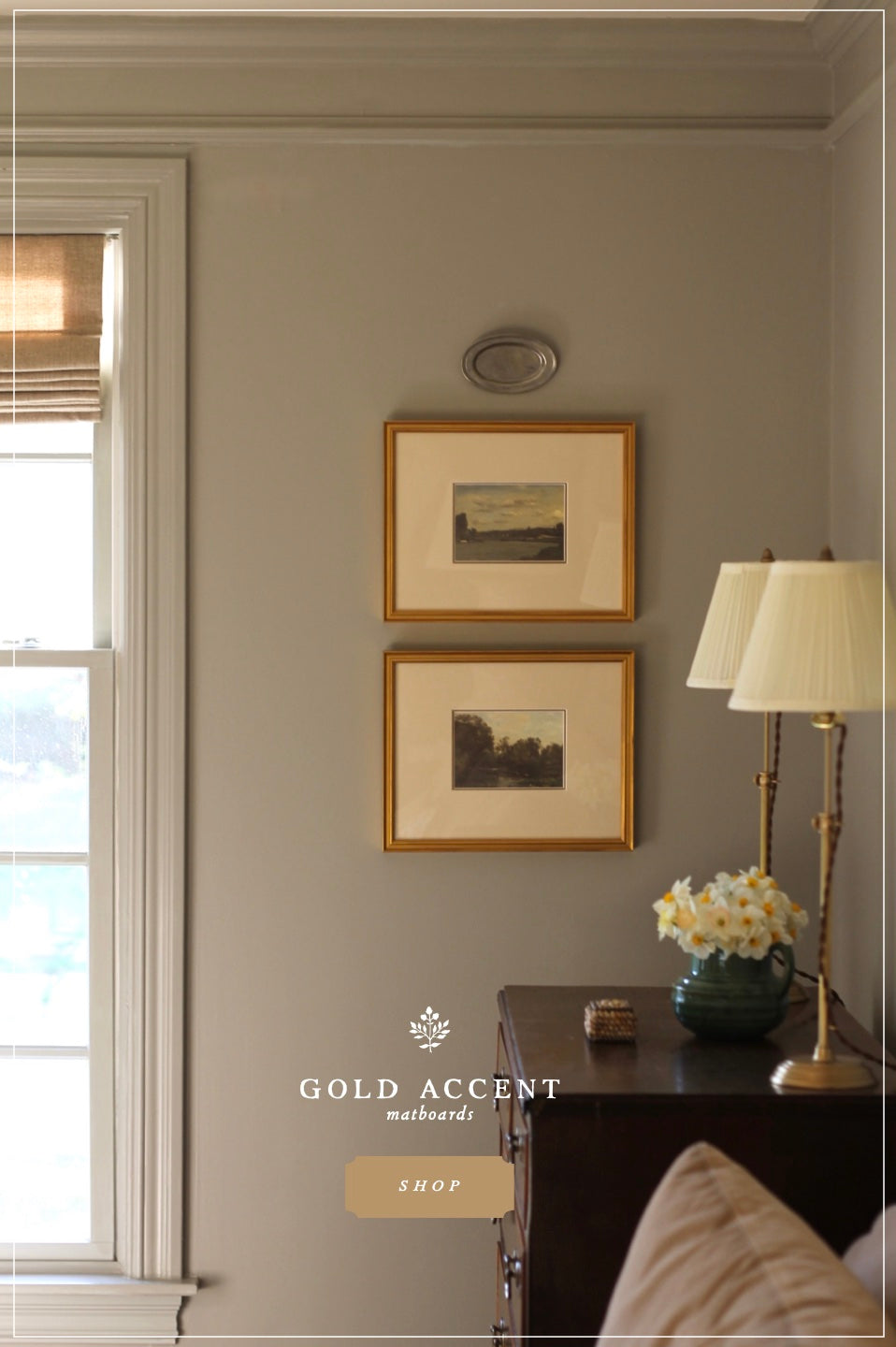 Gold Accent Mat Boards - Beige Textured with Gold Interior