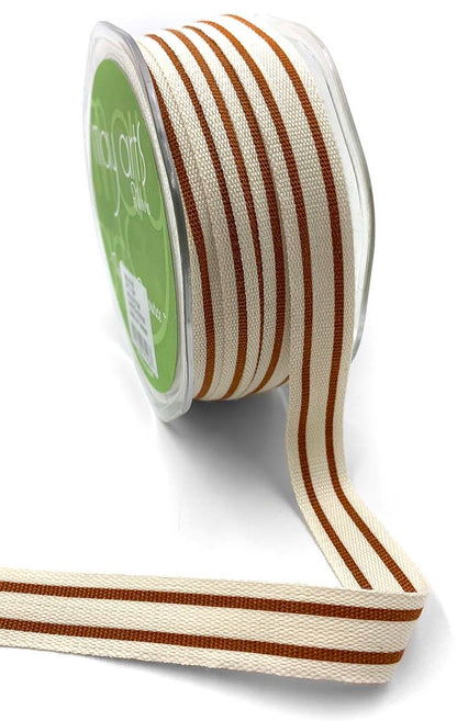 Cotton Striped Ribbon - Burnt Orange