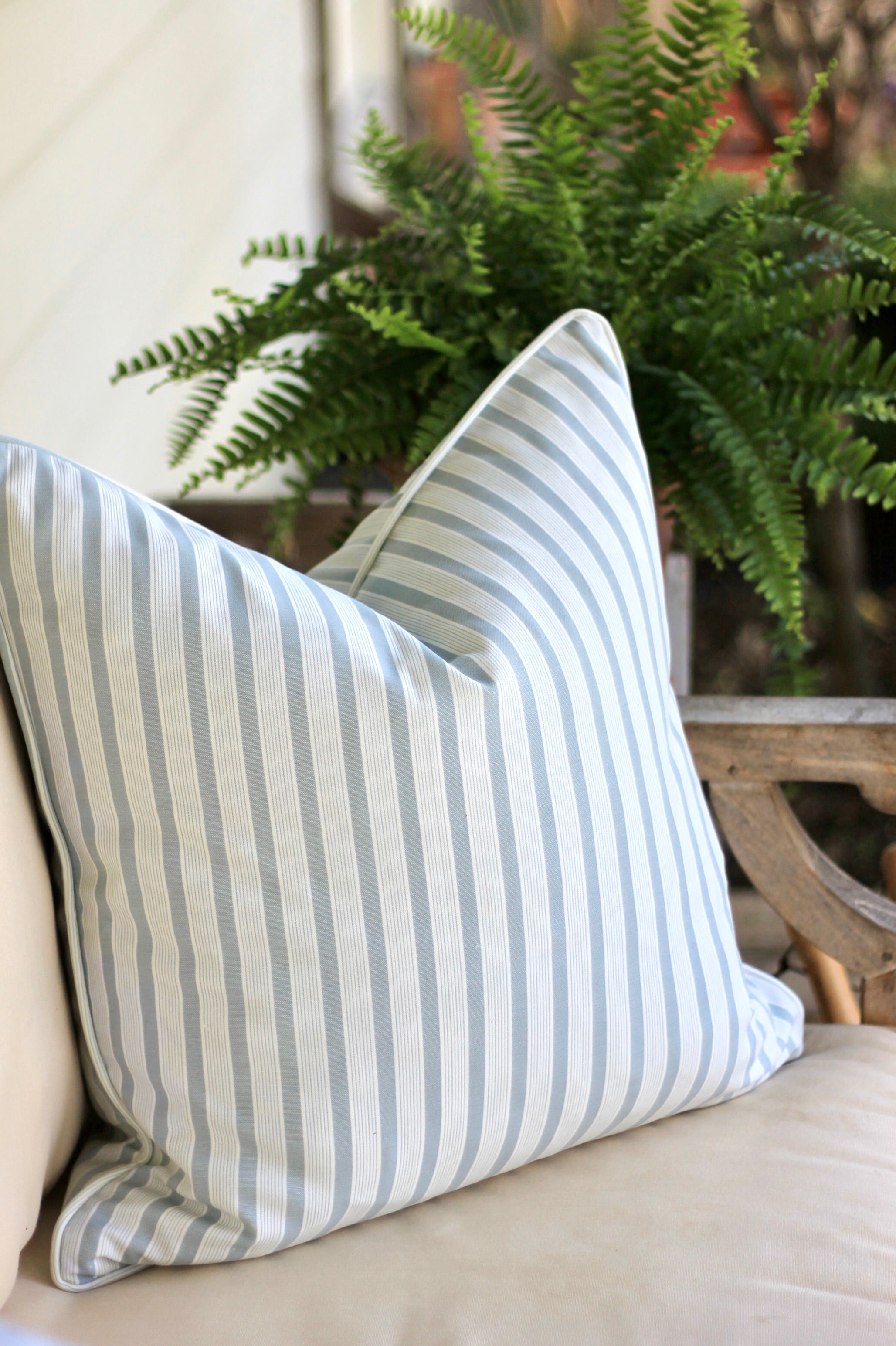 Blue and white outlet striped pillow shams