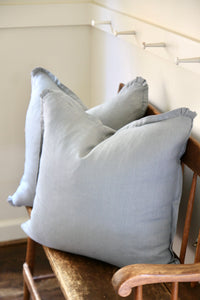 English Blue Linen Pillow Covers