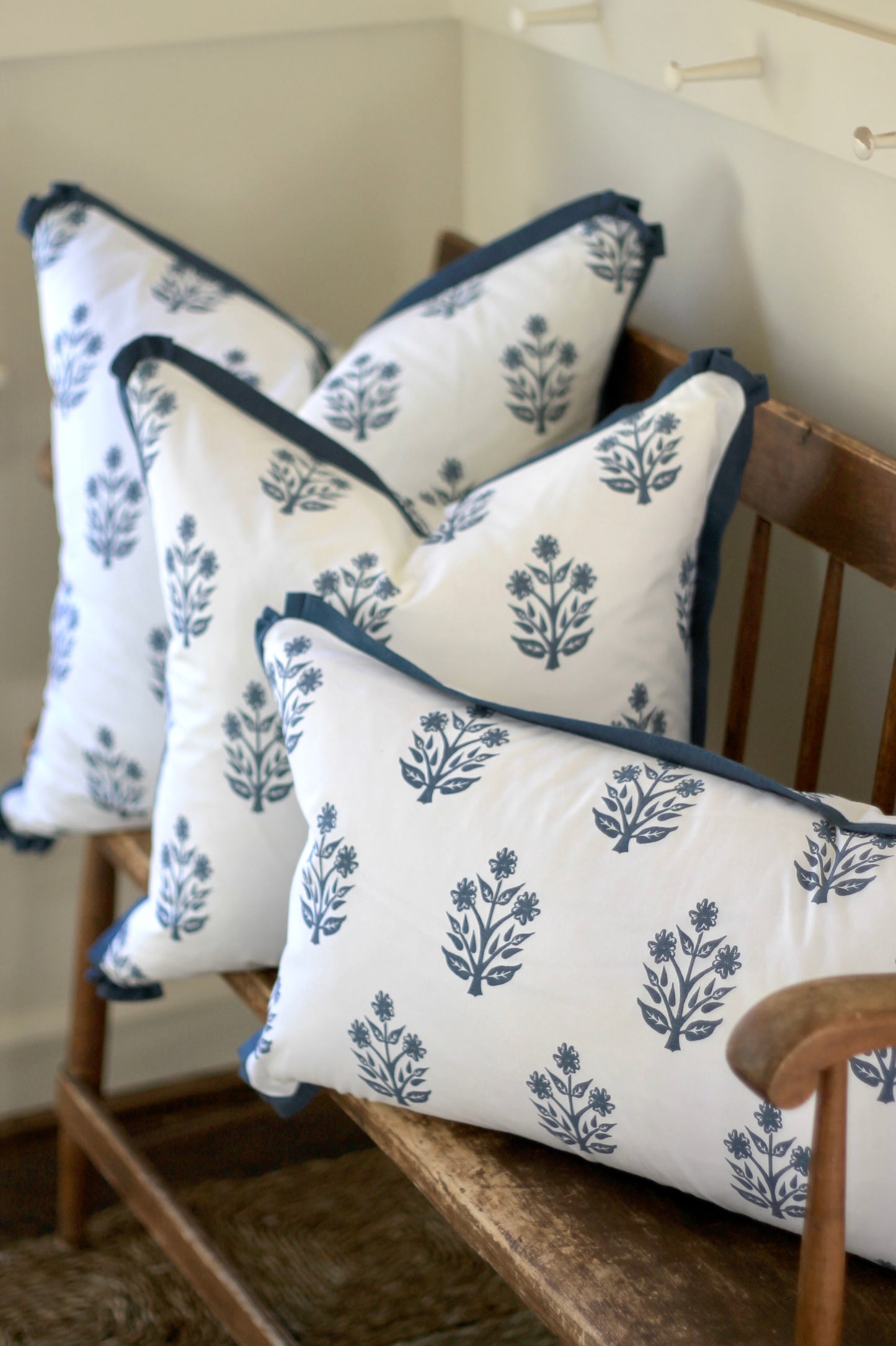Emma Pillow Covers in Wedgewood with Linen Flange | 3 Sizes