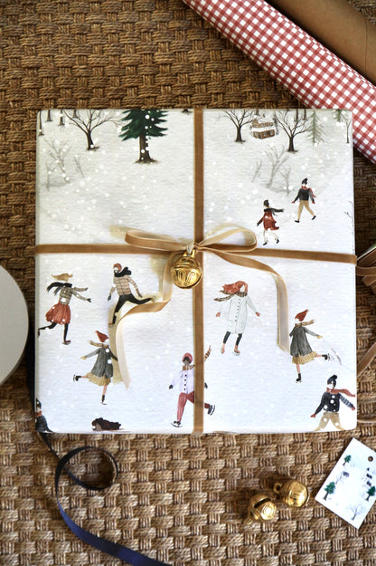 Ice Skating Scene Wrapping Paper