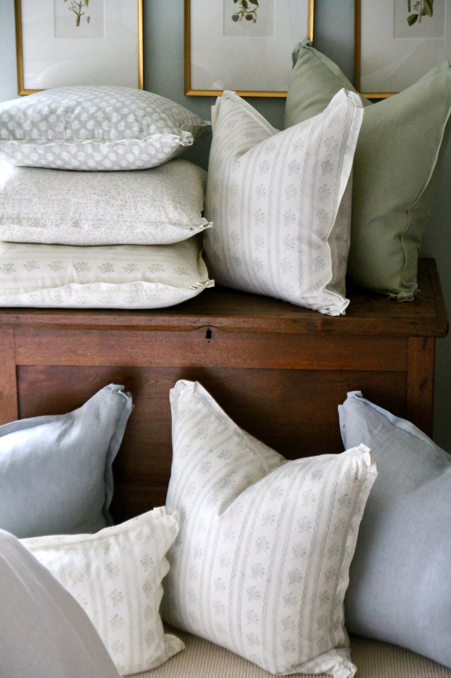 English Seaglass Linen Pillow Covers